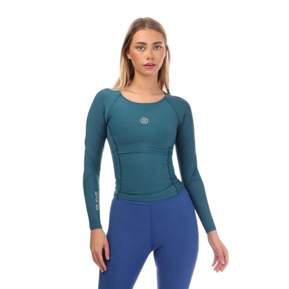 Skins Womens/Ladies Series-3 Logo Long-Sleeved Top / Teal